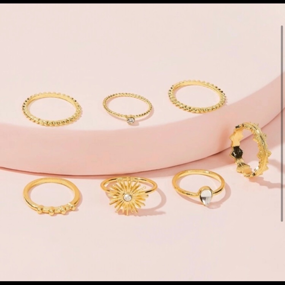 🆕3/$30 Sunburst 7pc Boho Midi Ring Set - Picture 2 of 2
